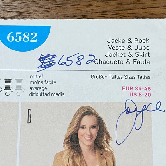 Burda sewing pattern #6582 blazer jacket & skirt set UNCUT size US 8-20 - Picture 3 of 6